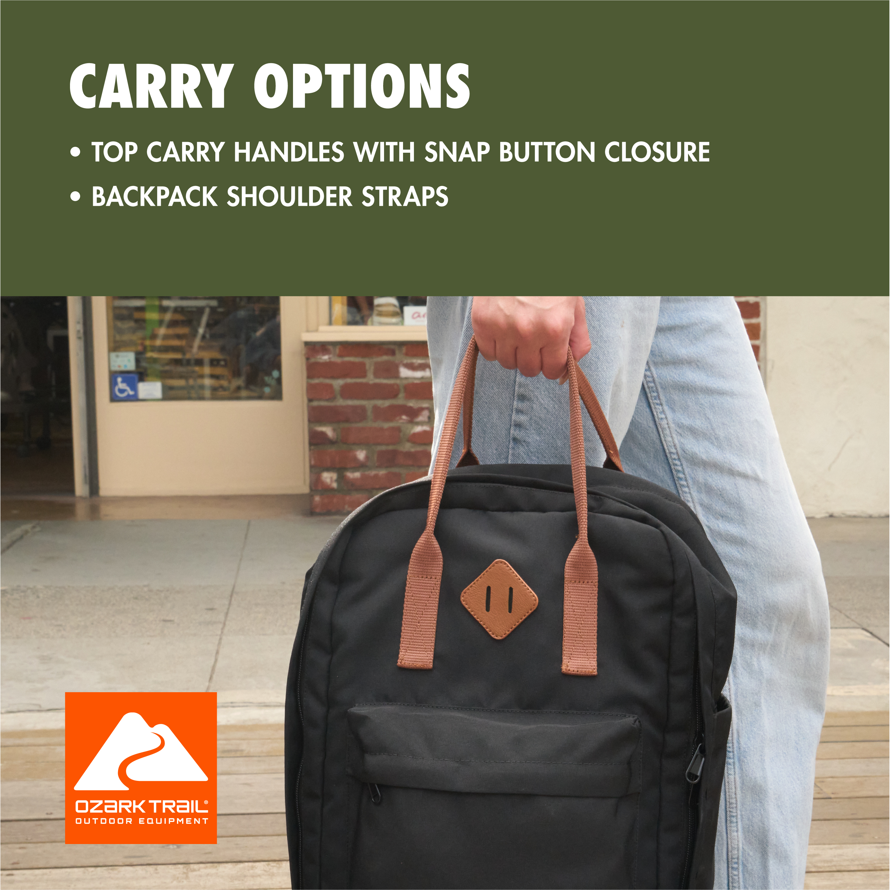 Mochila Ozark Trail Asheville de doble carga de 22L para adultos y adolescentes, poliéster, negro 7