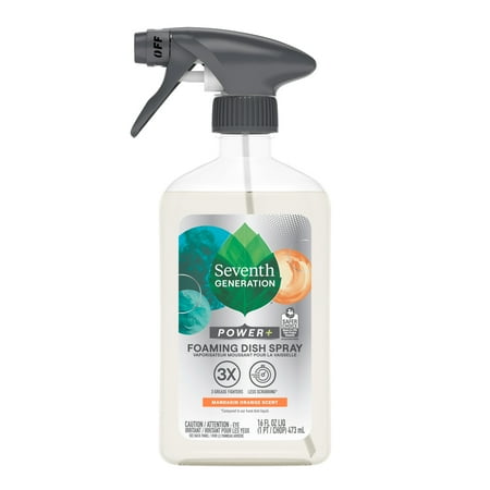Seventh Generation Power+ Foaming Dish Spray Dishwashing Liquid Soap, Mandarin Orange Scent, 16 fl oz