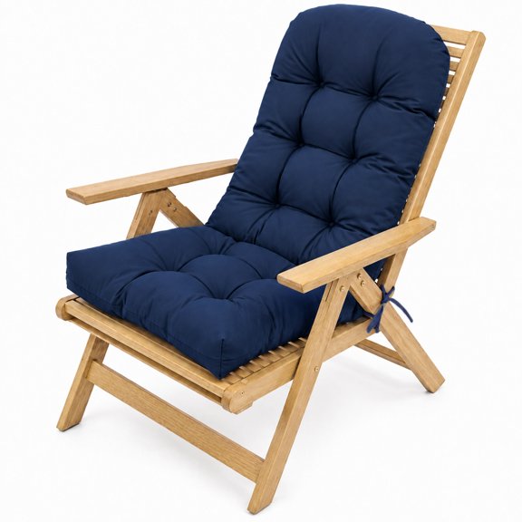 High-back Lounge Chair Cushion, 43 x 19.7 in Waterproof Rocking Chair Cushion|Thick Tufted Patio Seat Pad with PP Cotton Lining and Ties for Porch Yard Lawn Furniture