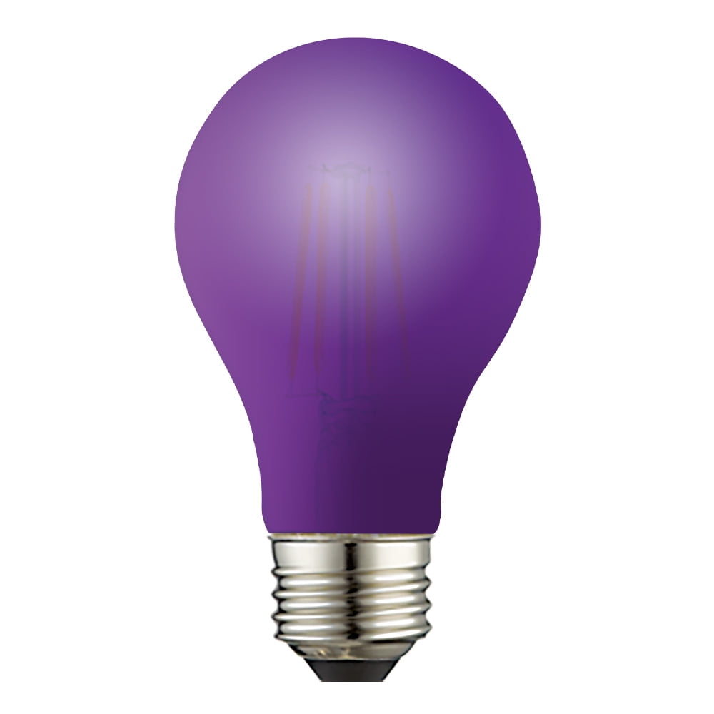 (2 pack) Great Value LED Light Bulb, 7.5 Watts (60W Equivalent) A19 Lamp E26 Medium Base, Non-Dimmable, Purple, 2-Pack