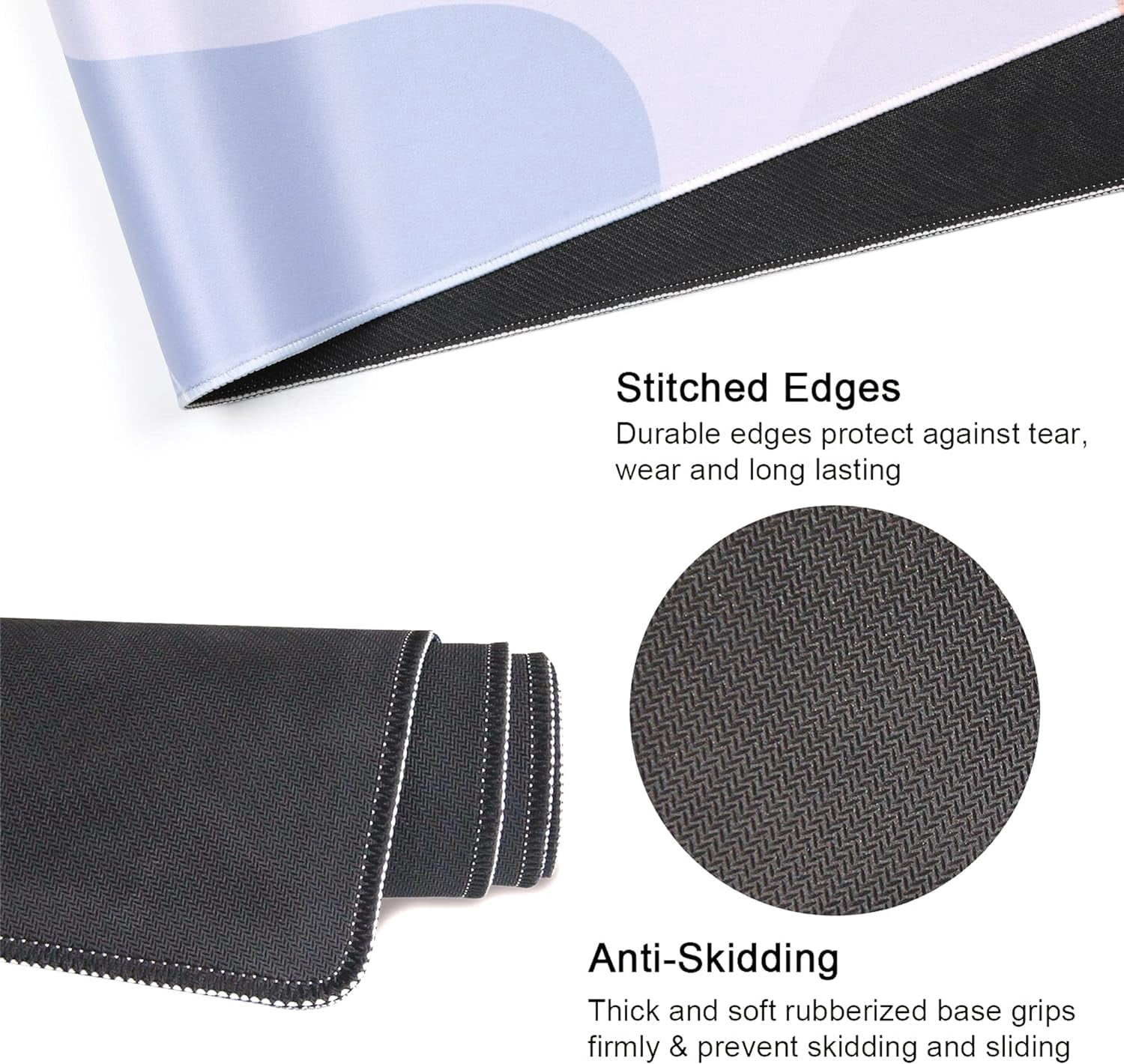 Extra Large Extended Gaming Desk Mat Non-Slip Rubber Pads Stitched Edges Mouse Pad 35.4 x 15.7 inch - Modern Abstract