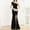Black, variant on Women Sleeveless Formal Maxi Dresses, Women Maxi Evening Gown, Women's Round Neck Fitted Waist Slim Fishtail Skirt Formal Evening Gown Dress Navy, S
