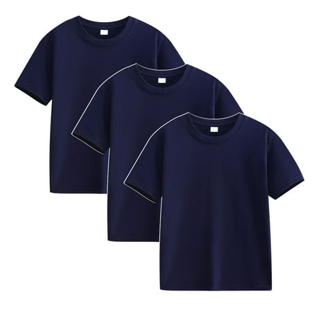 BLTIBY 2025 3PC Toddler Girls Boys Cotton T-shirt Summer Round Neck Short Sleeve Solid Color Tee Kids Fashion Pullover Tops Navy 3-4 Years BLTIBY 2025 3PC Toddler Girls Boys Cotton T-shirt Summer Round Neck Short Sleeve Solid Color Tee Kids Fashion Pullover Tops Navy 3-4 Years