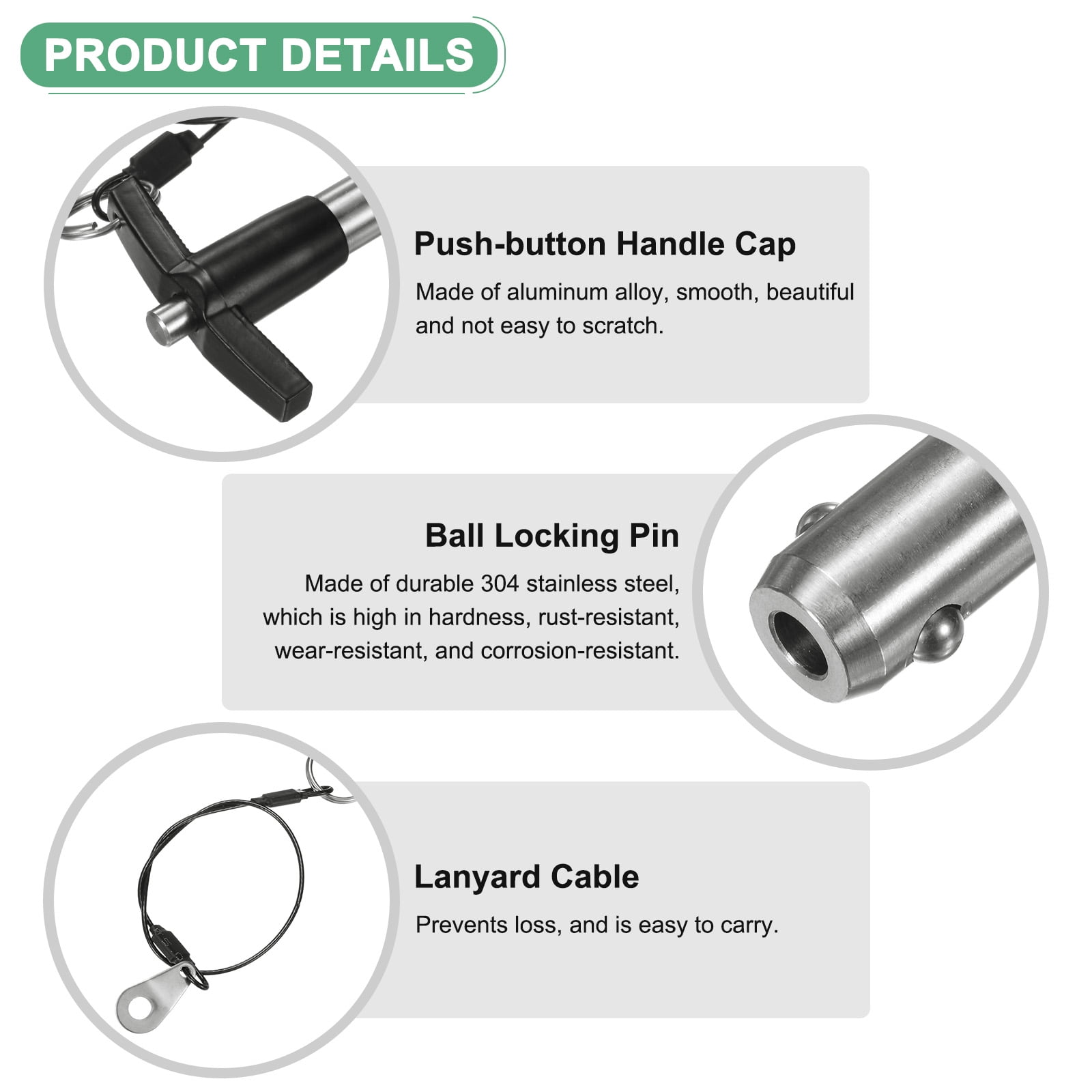 Uxcell 2Pcs T Handle Lock Pins, 12mm Dia. 60mm Usage Long Push-Button Ball Locking Pin