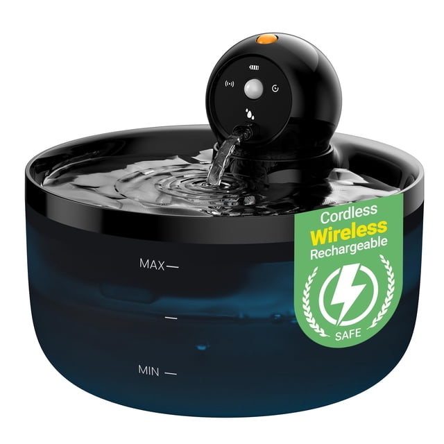 Fuente de agua para gatos GOOIFUN inalámbrica inalámbrica de 2,6 L recargable