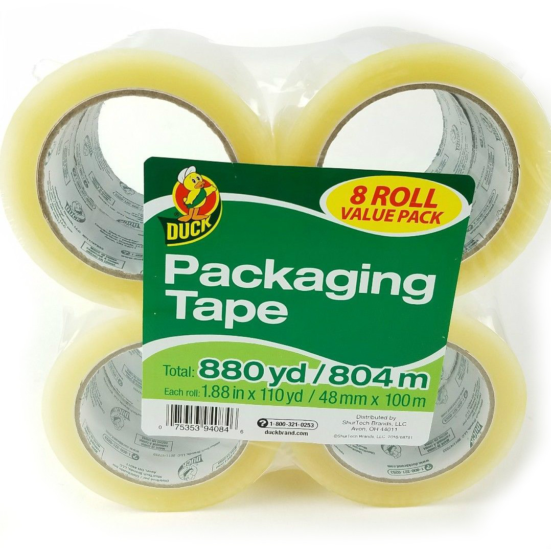 8 Roll Value Pack Duck Clear Packaging Tape 110 Yd Per Roll 880 Yds