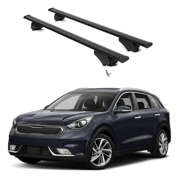 ERKUL Roof Rack Cross Bars for Kia NIRO 2016-2022 | Aluminum Crossbars with Anti Theft Lock for Rooftop | Compatible with Flush Rails - Black