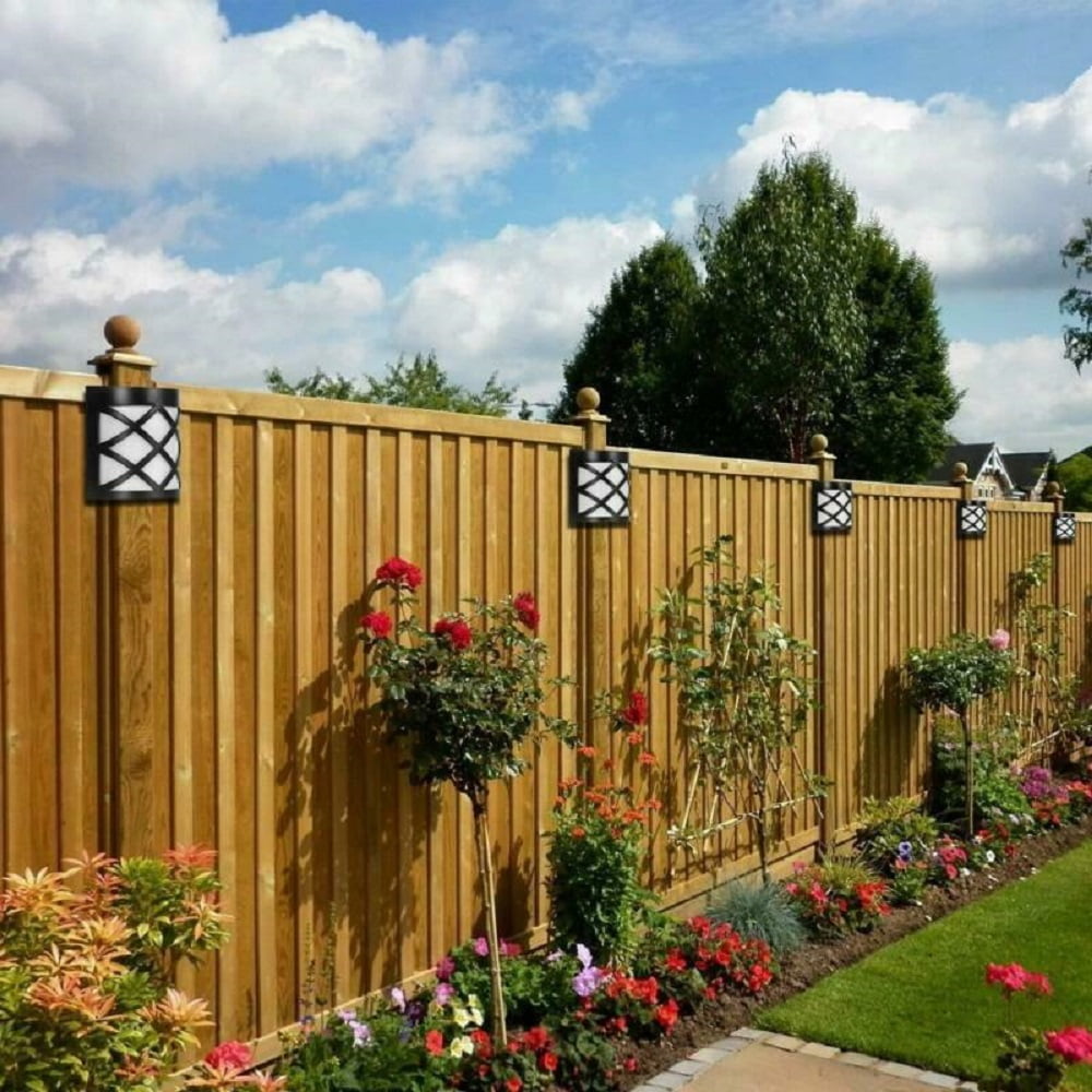 4 Pack Solar Wall Lights Outdoor Decorative, Fence Post Solar Lights