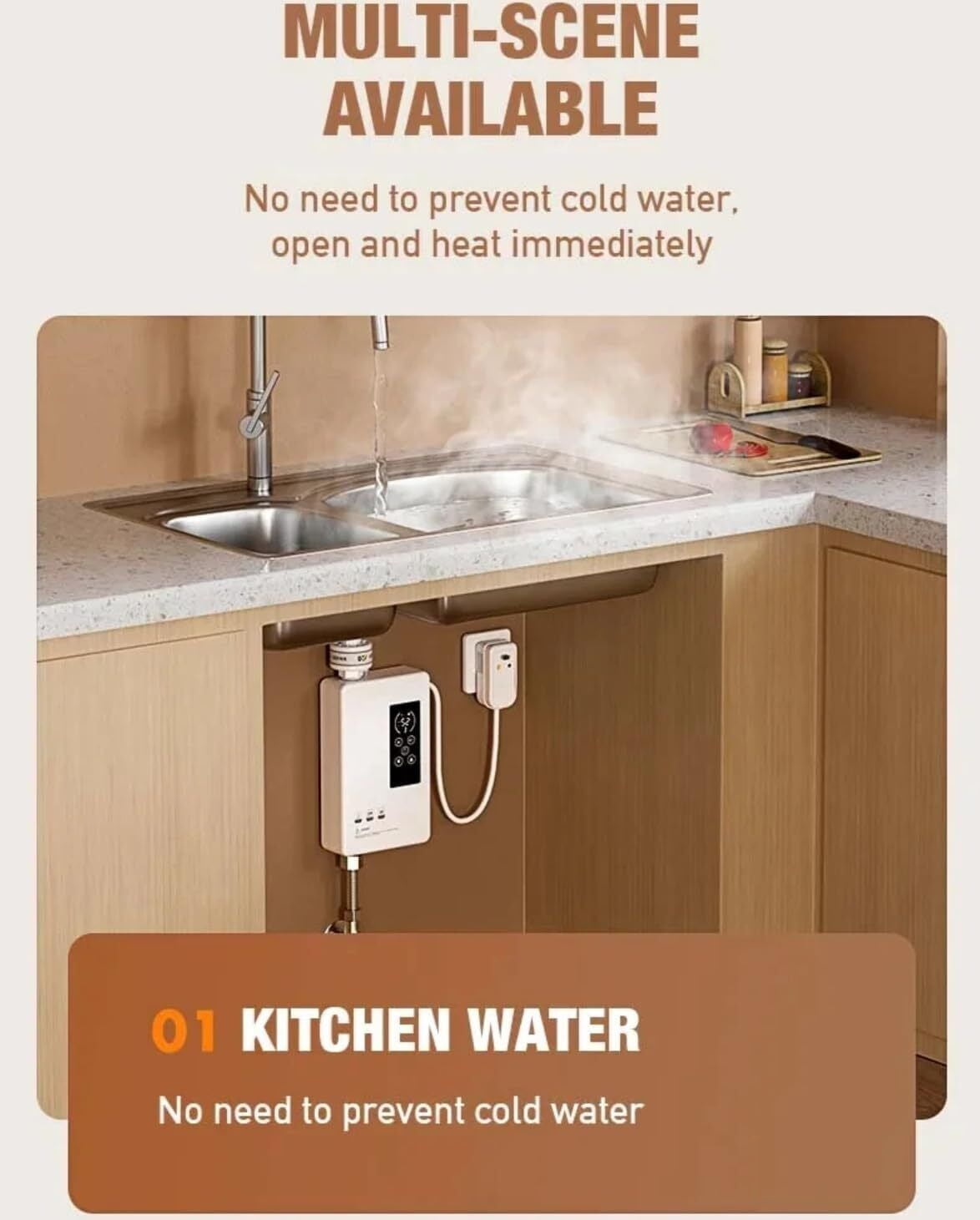 JahyShow Instant Hot Tankless Water Heater Electric Boiler for Shower Bathroom 110V 3400W