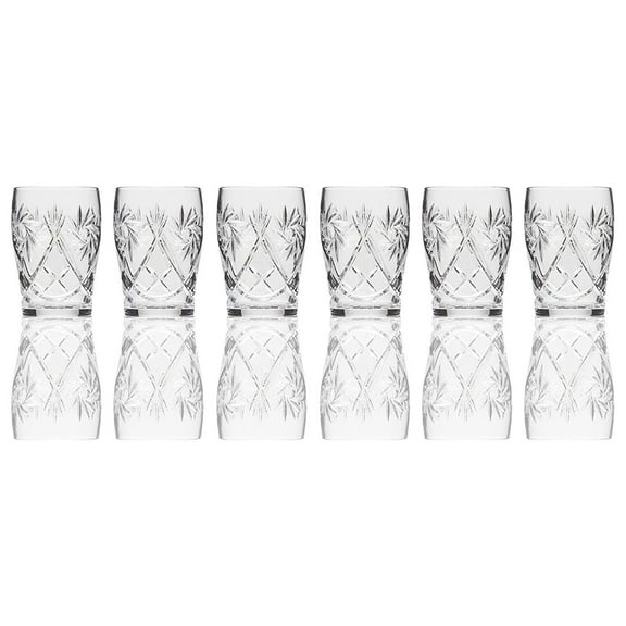 Set of 6 Crystal Beverage Glassware for Hosting Parties - 6.5 oz