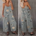 thumbnail image 2 of Guiexla Summer Women Jumpsuit Adjustable Spaghetti Strap Backless Sleeveless Wide Leg Loose Floral Print Deep Crotch Side Pockets Pleated Vacation Beach Jumpsuit, 2 of 7