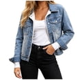 thumbnail image 2 of PFRNLFNo Boundaries Denim Jackets for Women Trendy Button Up Long Sleeve Distressed Sherpa Lining Jean Jacket, 2 of 9