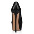 thumbnail image 3 of FSJ Women Closed Almond Toe Slip on Pumps Glossy Platform Stiletto High Heels Night Club Party Dress Daily Shoes Size 13 Black, 3 of 5