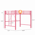thumbnail image 4 of Zimtown Loft Bed Queen Size with LED and Charging Station, Metal Bunk Bed Frame,Heavy Duty Metal Slat Support,Pink, 4 of 9