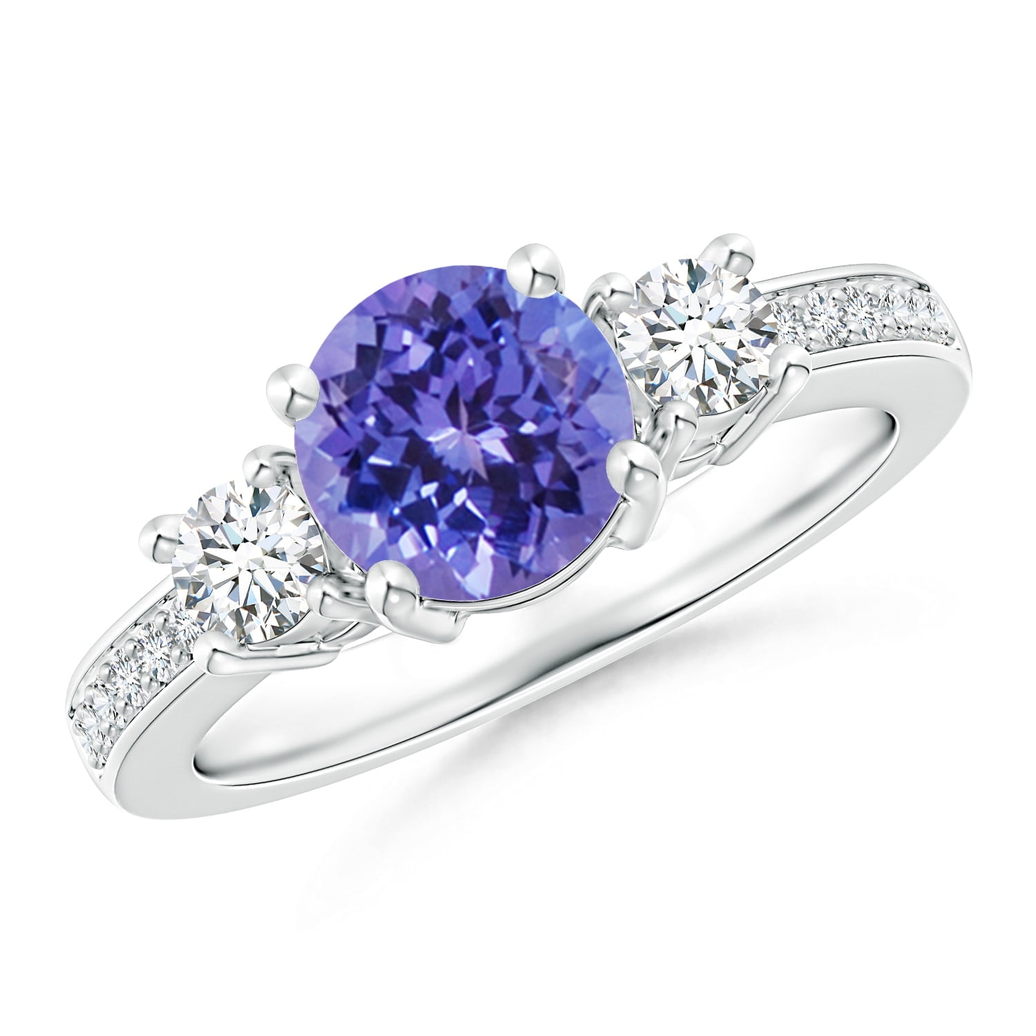 Angara - December Birthstone Ring - Classic Three Stone Tanzanite and ...