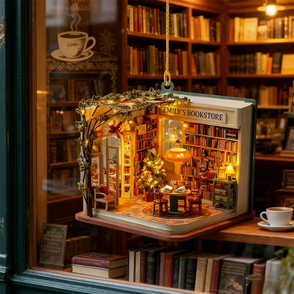 Bookstore Christmas Ornament – Holiday Book Lover’s Gift, Decorative Christmas Tree Ornament, Festive Book-Themed Christmas Décor for Readers and Libraries