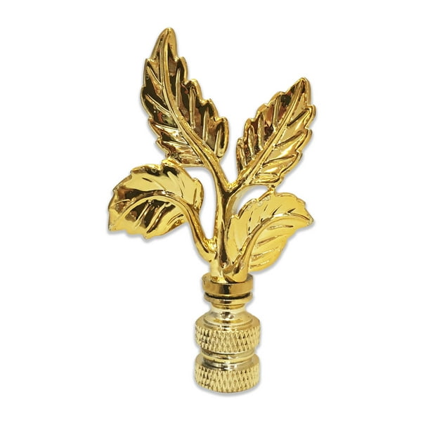 Royal Designs Elegant Leaves Lamp Finial for Lamp Shade Polished Brass