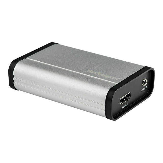 StarTech.com HDMI to USB C Video Capture Device 1080p 60fps, UVC, External USB 3.0 Type-C Capture/Live Streaming, HDMI Audio/Video Recorder Adapter, USB-C/USB-A/Thunderbolt 3 Compatible - HDMI Video Capture (UVCHDCAP) - Video capture adapter - USB 3.0 - silver, black - TAA Compliant
