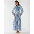 thumbnail image 5 of Printed Long Sleeve Maxi Dress with Belt, 5 of 6