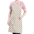 thumbnail image 5 of Beige and White Checkerboard Pattern Apron-Garden Aprons for Women with Pockets-Cotton Linen Waterproof Kitchen Cooking Gardening Aprons Adjustable for Kitchen,Cooking,BBQ and Salon 33x27 Inch, 5 of 7