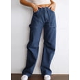 thumbnail image 5 of Asyoly Womens Solid High Waisted Cargo Pants Wide Leg Casual Pants Combat Military Trouser with 6 Pockets US 4-18, 5 of 7