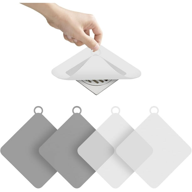 Tapa Coladeras para Regadera Silicona 4 Piezas Tapas de Plástico de Coladera Cuadrados Cubiertas para Coladeras de Desagüe Antiolor Anticucarachas para Bañera Cocina Baño Balcón Lavadero Lavabos Patio