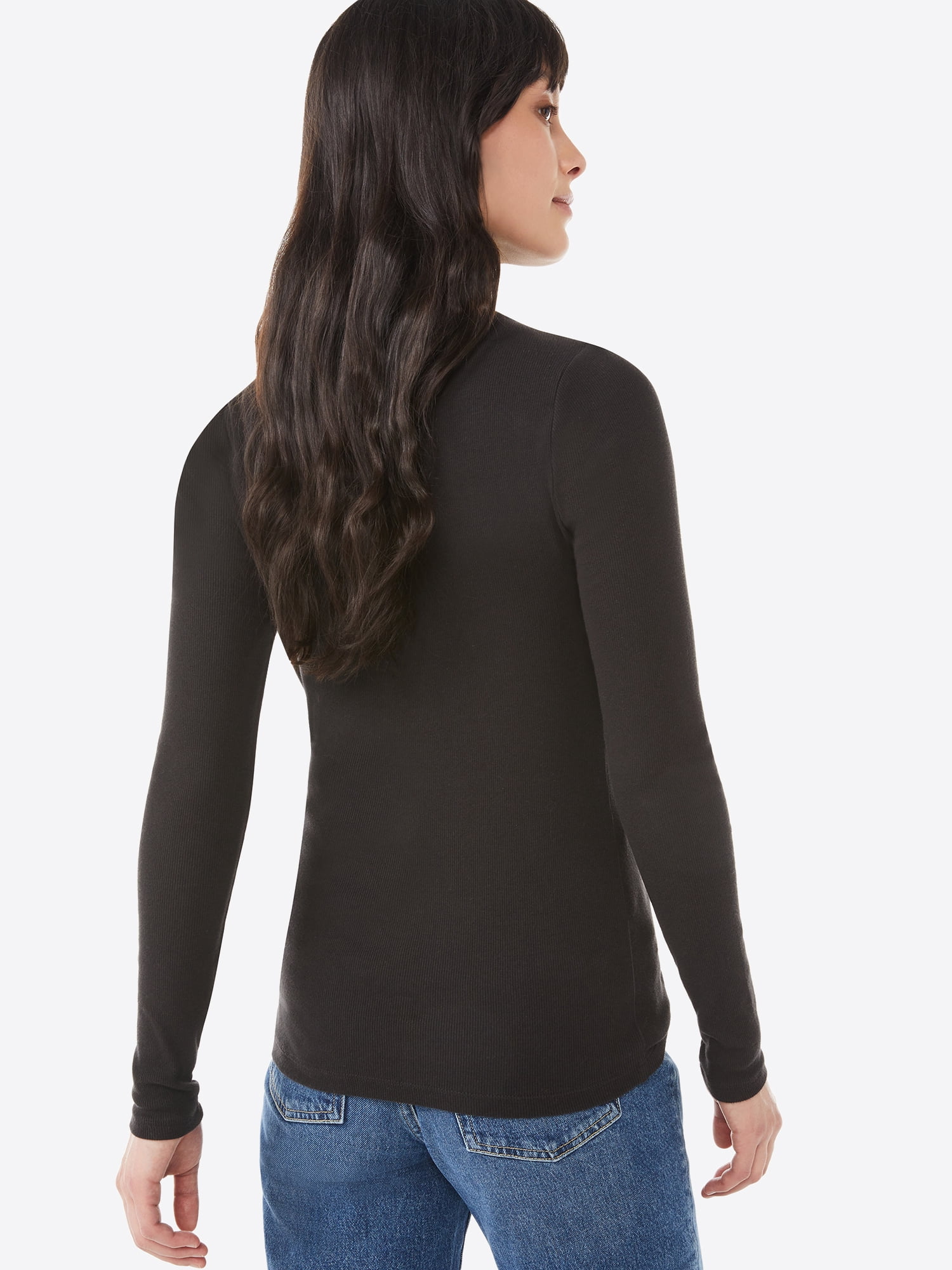 Free Assembly Women's Fine Ribbed Turtleneck with Long Sleeves, Lightweight, Sizes XS-XXXL