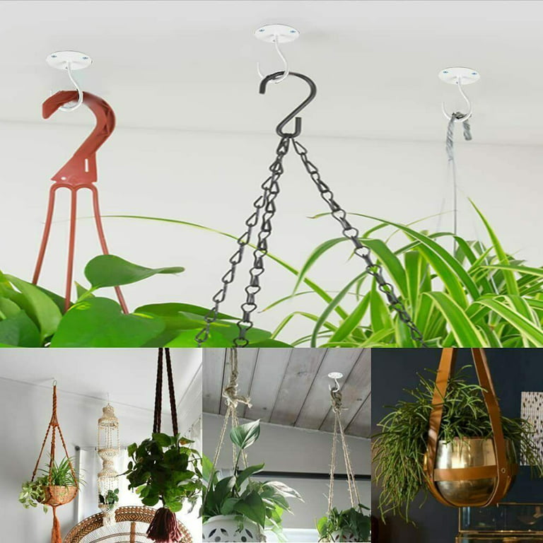 Gerich Pack of 2 Ceiling Hooks for Hanging Plants, Heavy Duty Wall Hooks  for Hanging with Screws, Metal Wall Bracket, Plant Hooks Garden Plant  Hanger