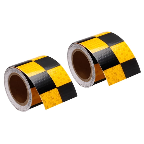 Unique Bargains Reflective Tape, 2 Roll 10 ft x 2-inch Adhesive High Visibility Safety Tape Reflector, Square Yellow Black
