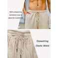 thumbnail image 6 of YOUJIOU Men's Cotton Linen Loose Pants Casual Drawstring Elastic Waist Beach Trousers, S, 6 of 7
