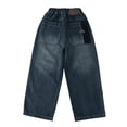 thumbnail image 2 of YunPes Boy's Star Baggy Jeans Teen Boys Straight Wide Leg Denim Pants with Pocket Y2K Hip Hop Streetwear Cargo Pants Patchwork Jeans, 2 of 9