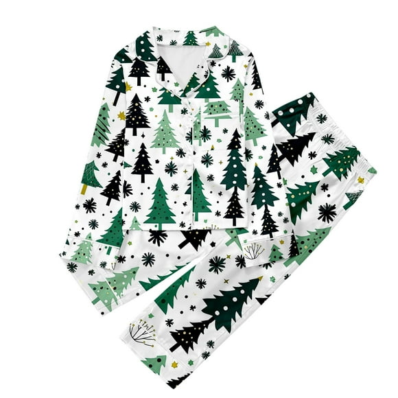 SGMVNU Christmas Pajamas for Kids 2025 Boys Children's Christmas Print Long Sleeve Trousers Cardigan Children's Pyjamas Two Piece Outfits Pajamas Set Outfits(Size 11-12 Years,Green)