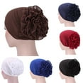thumbnail image 3 of Women Lady Solid Color Head Scarf Flower Hat Cap Cotton Bandana Headwrap, 3 of 10