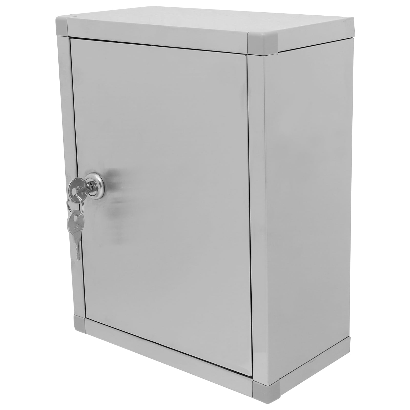 RENACLIPY Silver Stainless Steel Wall Mount Lockable Storage Box for Cell Phones and Small Items 1Pack