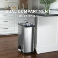 thumbnail image 2 of Simplehuman 46 liter / 12 gallon dual compartment rectangular step can, brushed stainless steel, 2 of 6