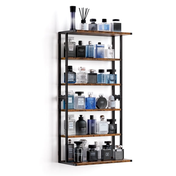 6-Tier Perfume Display Ladder Rack,Wooden Large Capacity Perfume Organizer Display Stand for Bathroom Bedroom Book Cosmetic Skincare Storage,Vintage