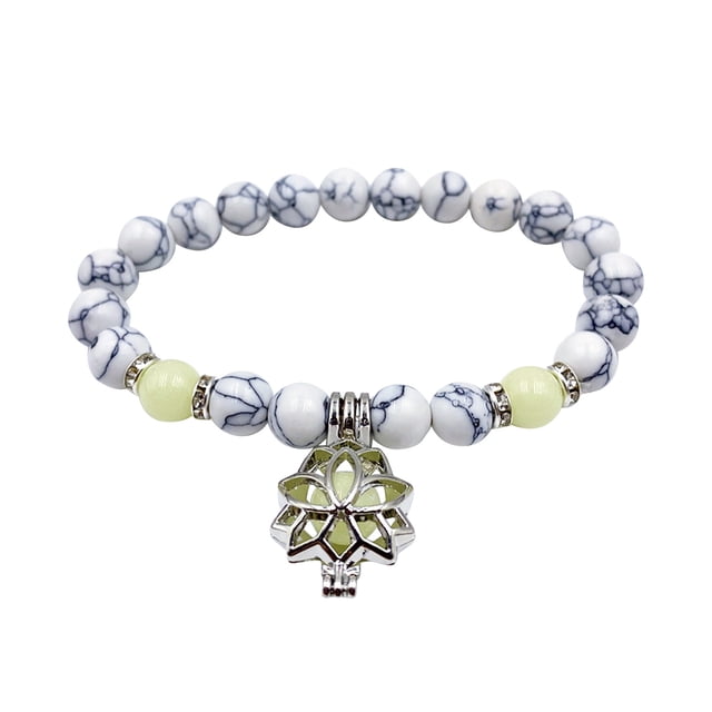 Pulsera de Cuentas Turquesas para Mujer y Hombre, con Colgante de Noche, Joyería Ajustable para Niña