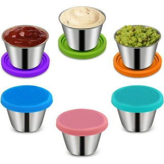 Salad Dressing Containers To Go with Leakproof Silicone Lids, 250/700ml  Kids Sauce Dipping Cups Stainless Steel Mini Dips Food Storage for Lunch  Box Picnic Travel 