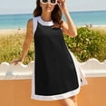 thumbnail image 4 of Womens Summer Outfits Two Piece Set Casual Color Block Crewneck Sleeveless Tank Tops Matching Shorts with Pockets Beach Going Out Sets Black M, 4 of 6