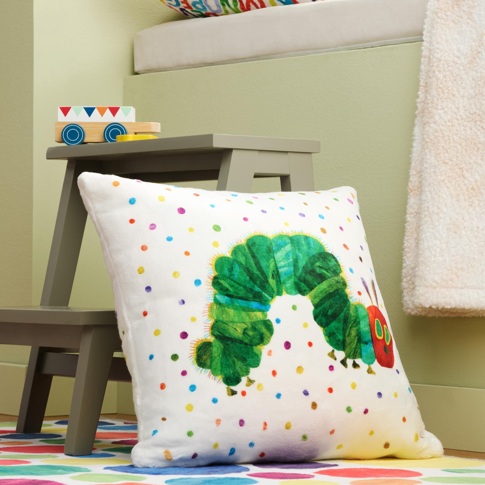 Eric Carle Washable Caterpillar Dots Toddler Pillow, Multicolored, 18"x18"