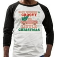 thumbnail image 2 of Groovy Little Christmas Three-Quarter Raglan Sleeve Baseball Shirt Unisex X-Large White/Black, 2 of 5