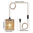 thumbnail image 2 of Bohemian style plug-in chandelier, pendant lamp with plug cord, ceiling light rattan cylinder lampshade, 2 of 5