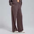 thumbnail image 5 of Cotton Wide Leg Pants for Women with Slits Elastic High Waist Loose Casual Fall Spring Baggy Lounge Sweatpants (M, Coffee), 5 of 7