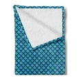 thumbnail image 2 of Fish Scale Soft Flannel Fleece Throw Blanket, Nautical Design Realistic Graphic Water Drops on Half Circles Print, Cozy Plush for Indoor and Outdoor Use, 70" x 90", Blue and Turquoise, by Ambesonne, 2 of 5