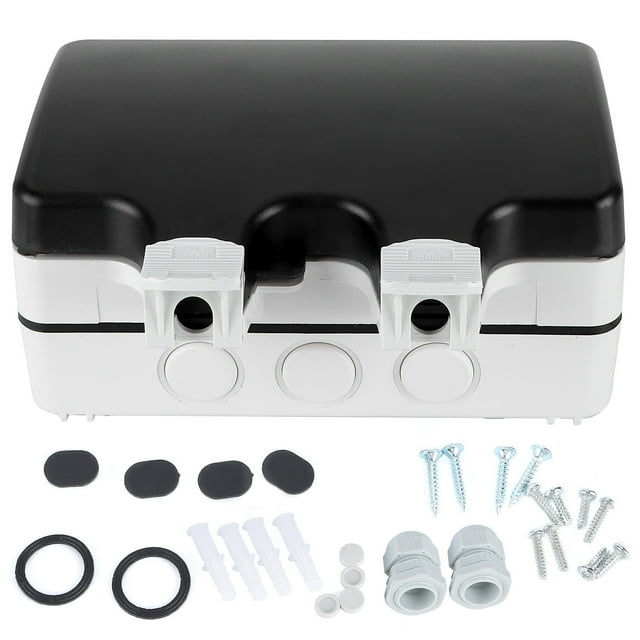 "IP66 Rated Dual-Port Waterproof Electrical Enclosure - Heavy Duty PC Construction for Outdoor & Indoor Use (86 Type, Includes Mounting Hardware & Seals)"