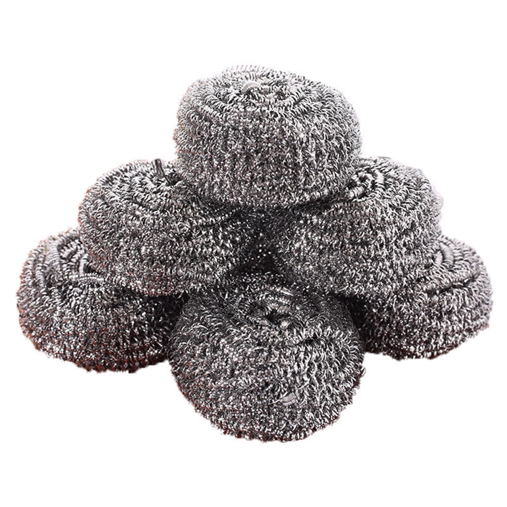 6 Pcs Home Stainless Steel Scrubber Sponges Cleaning Balls Metal