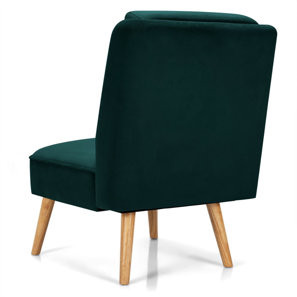 Finihen Velvet Accent Chair, Velvet Accent Armless Side Chair with Rubber Wood Legs, for Living Room, Bedroom, Green