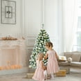 thumbnail image 3 of Patiojoy 4.5FT Pre-lit Artificial Hinged Christmas Pine Tree Snow Flocked Decoration Tree, 3 of 8