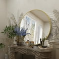 thumbnail image 2 of GODCHAR Round Aluminum Alloy Framed French Cleat Mounted Wall Decor Bathroom Vanity Mirror in Matte Gold 30 inch, 2 of 9