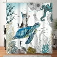 thumbnail image 3 of SUNOLIFE Sea Turtle with Cat Shower Curtain,Ocean Coastal Fabric Bathroom Curtain for Kids,72x72 in, 3 of 5